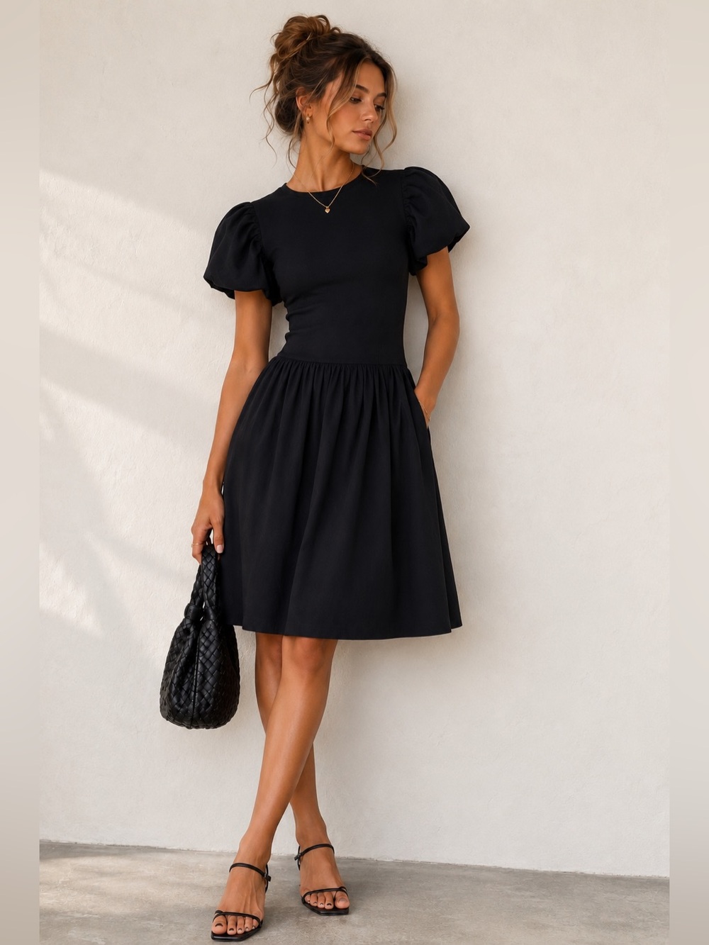 Zara puff sleeve fit and flatter mini dress